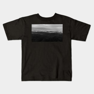 Black and White Fog over the Hills Kids T-Shirt